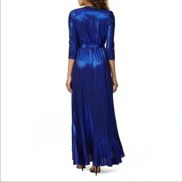 Retrofete Flora Royal Blue Maxi Wrap Dress xSmall - Picture 3 of 4